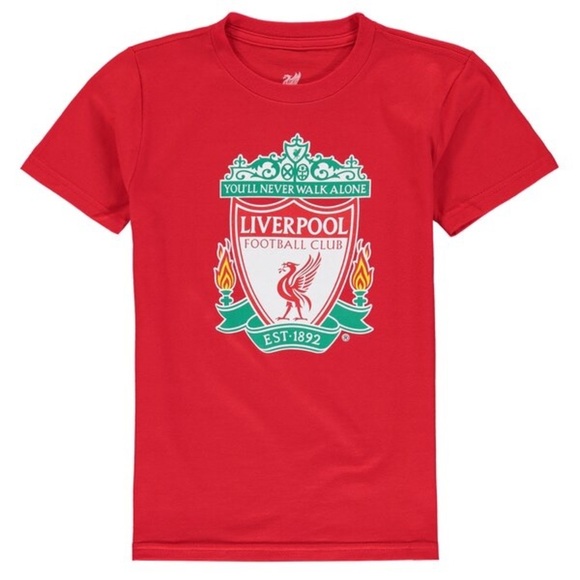 LIVERPOOL FOOTBALL CLUB Soccer Tee/Top With Cap Sleeves Red Boy 10Y - Picture 1 of 8